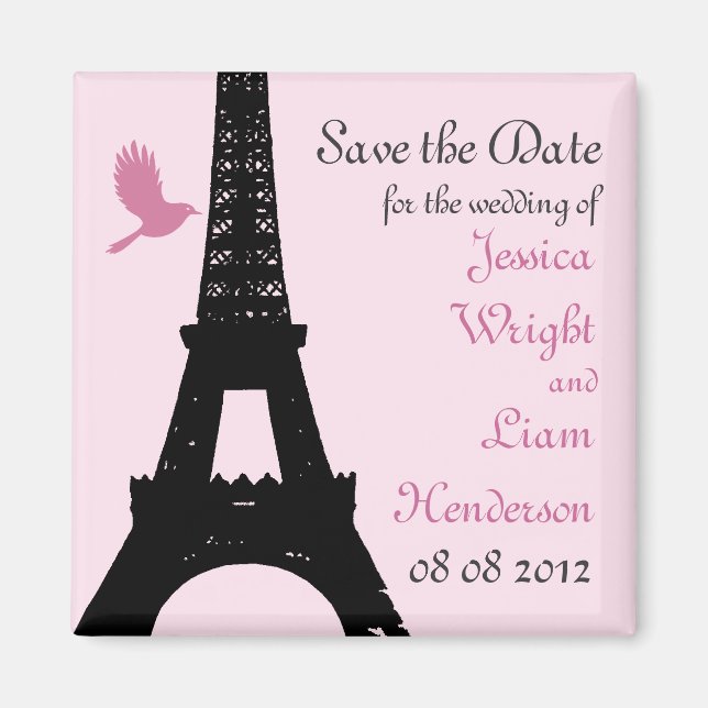 Vögel lieben Save the Date (pink) Magnet (Vorne)