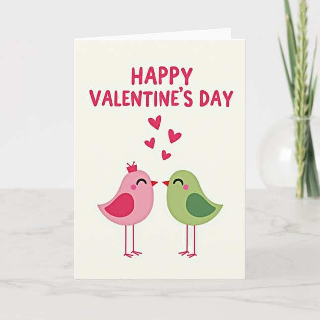 Vögel lieben Valentinstag-Karte Karte (Vorderseite)
