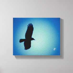 Vogel mit ausgebreiteten Flügeln Cyan Blaue Himmel Leinwanddruck