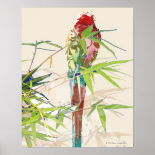 Vogel mit BambusBlätter Poster
