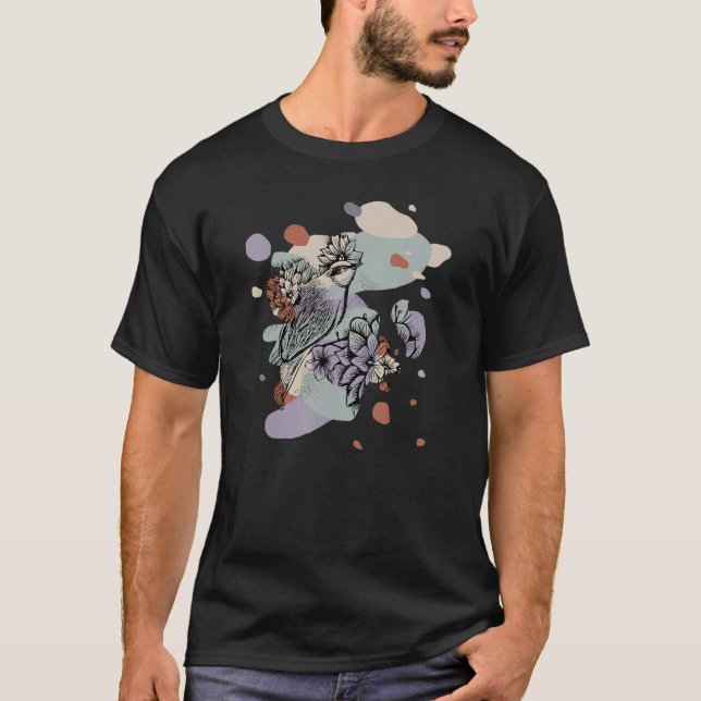 Vogel mit Blume T-Shirt (Vorderseite)
