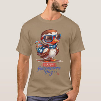 Vogel mit Brille feiert Unabhängigkeitstag von Fre T-Shirt