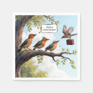 Vogel mit Bürobriefkasten für das Ruhestand Serviette
