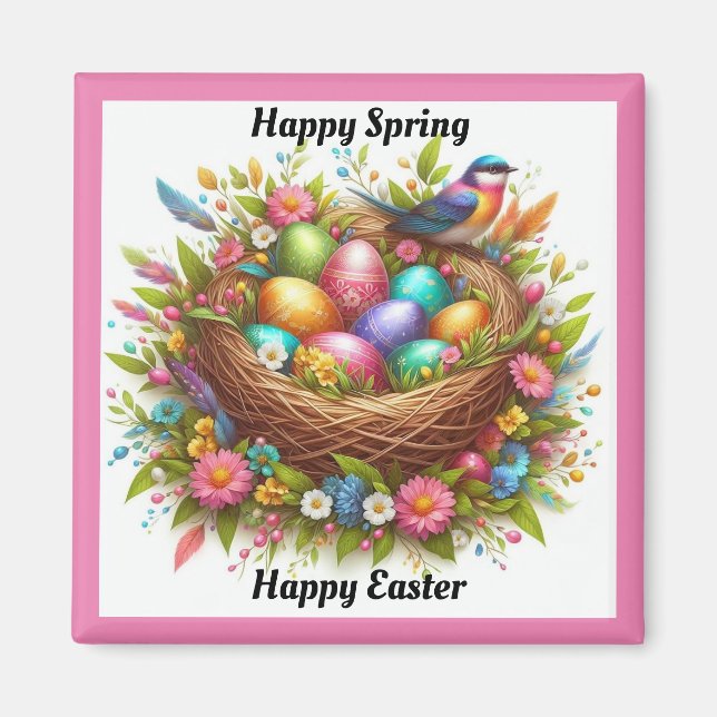 Vogel mit farbigem Eier Magnet (Vorne)