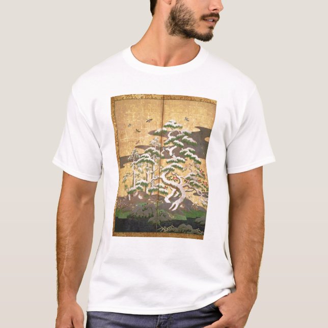 Vögel mit Herbst- und Winter-Blumen T-Shirt (Vorderseite)