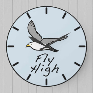 Vogel mit hoher Flugbahn. Vogelillustration auf ei Große Wanduhr