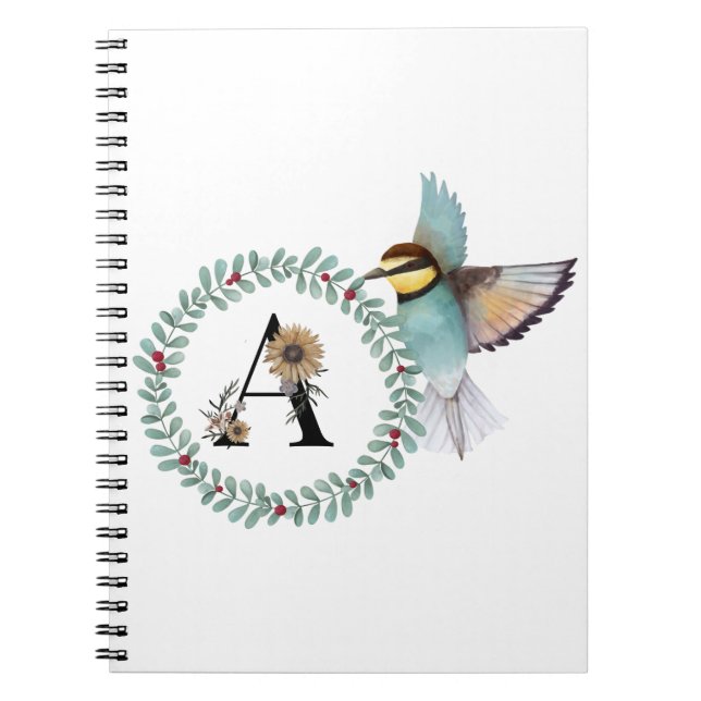 Vogel mit Kranz mit Buchstabe "A" Notizblock (Vorderseite)