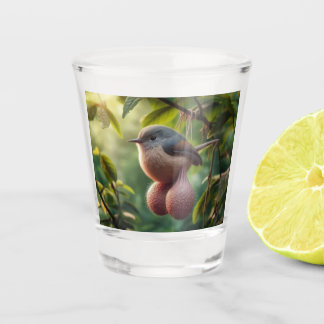 Vogel mit Kugelglas Schnapsglas