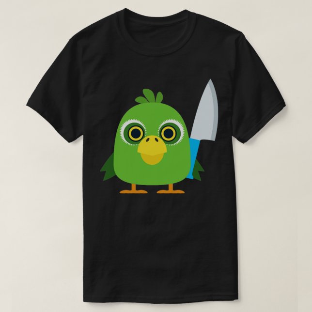Vogel mit Messer T-Shirt (Design vorne)