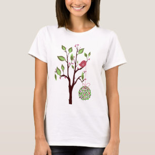 Vogel mit Mistelzweig-und Beeren-T-Shirt T-Shirt