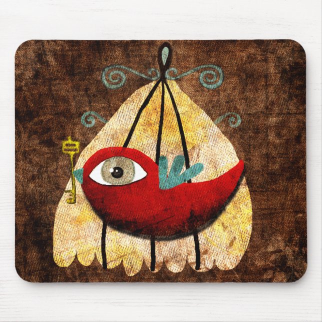 Vogel mit Schlüssel Mousepad (Vorne)