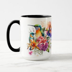 Vögel mit wunderschönen Blume beschwören Tasse