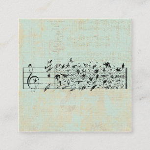 Vögel & Musikmitarbeiter Papier Vintager Minze Grü Begleitkarte