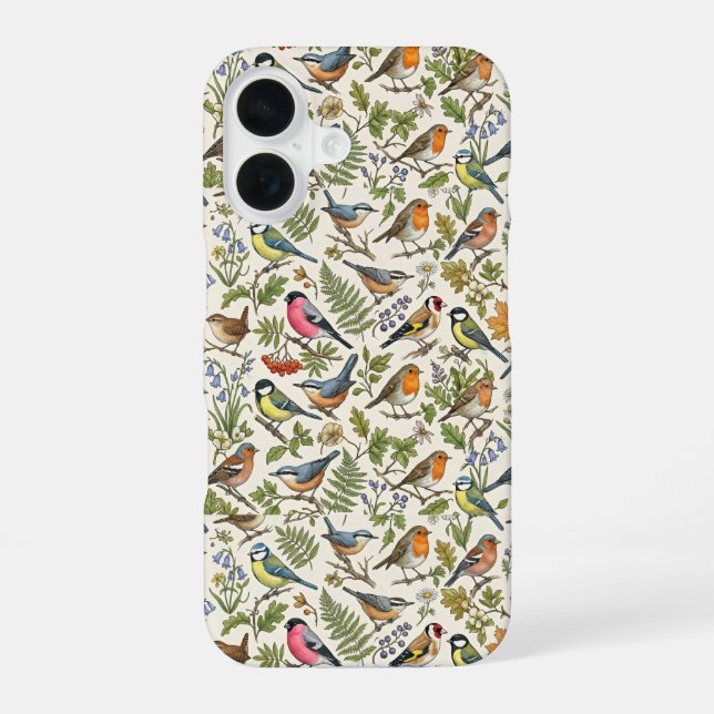 Vögel Muster iPhone 16 Hülle (Rückseite)