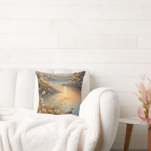 Vogel Nature, Fantasy Illustration, AI, Kissen