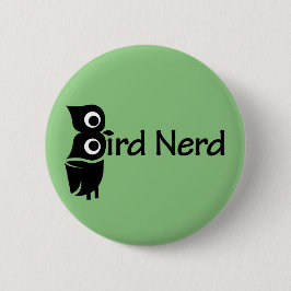 Vogel Nerd Owl Green Button