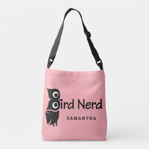 Vogel-Nerd Owl Pink Tragetaschen Mit Langen Trägern