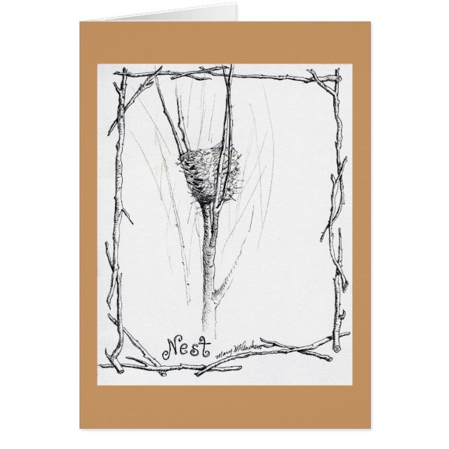 Vogel-Nest in der Winterskizze in der Tinte (Vorne)