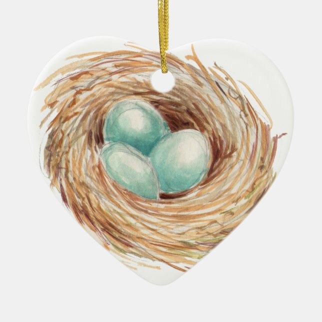 Vogel-Nest Keramikornament (Vorne)