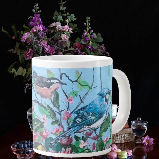 Vögel Neue Kollektion Originelle handgemalte Kunst Jumbo-Tasse (Von Creator hochgeladen)