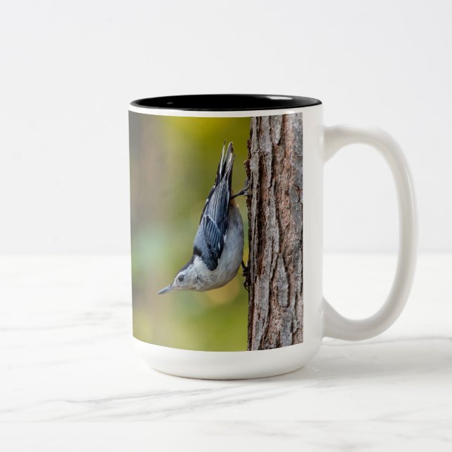 Vögel, Nuthatch, zweiseitig, Zweifarbige Tasse (Rechts)