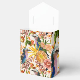 Vögel, orangefarbene Frühlingsblumen, tropische Ab Geschenkschachtel