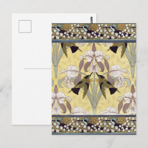 Vögel, Orchideen, Maidenhair Ferns Art Nouveau Postkarte