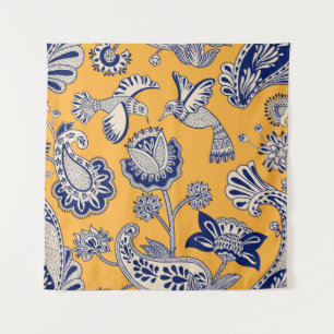 Vögel Paisley Blume Vintages Muster Wandteppich