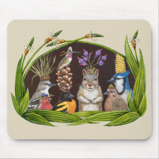 Vogel-Party mit Eichhörnchenmaus Mousepad