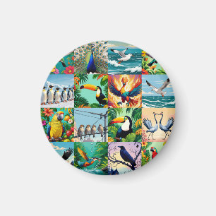 Vögel Patchwork-Muster Magnet