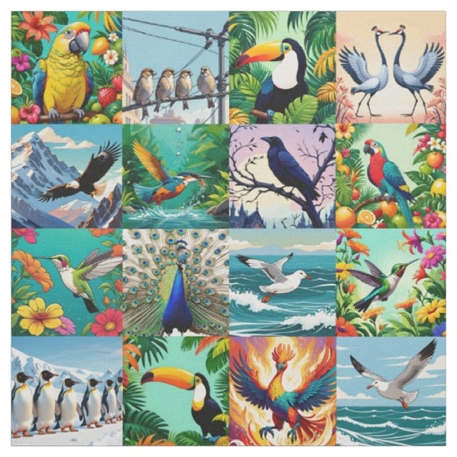 Vögel Patchwork-Muster  Stoff (Muster)