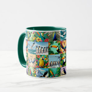Vögel Patchwork-Muster Tasse