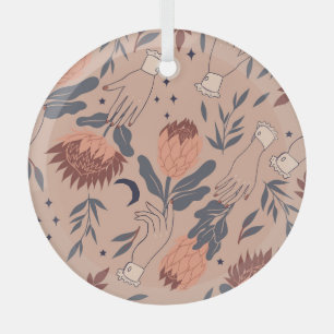 Vögel & Proteas: Vintage Handgrafiken Ornament Aus Glas