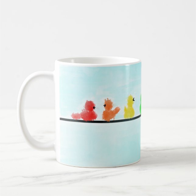 Vogel-Regenbogen auf einer Leitung Kaffeetasse (Links)