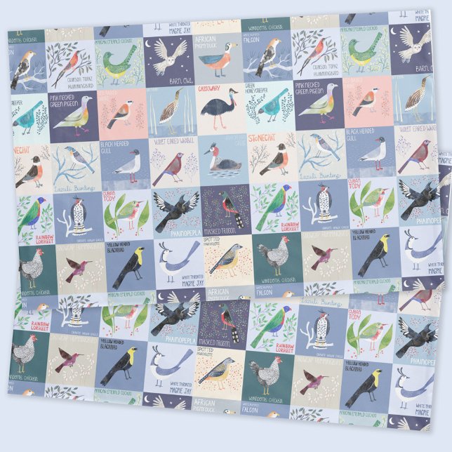 Vögel rund um die Welt Wasserfarben Kunst Kissenbezug (Birds around the world watercolor art pillow case by Nic Squirrell)