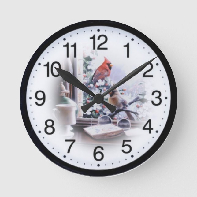 Vögel Runde Wanduhr (Vorderseite)