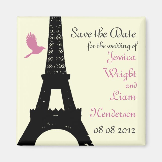 Vögel Save the Date lieben (weiß) Magnet (Vorne)