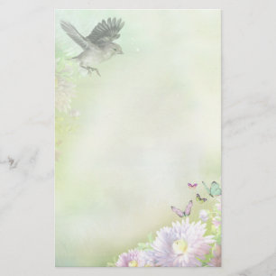 Vogel, Schmetterlinge, Blumen Briefpapier