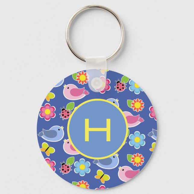 Vögel, Schmetterlinge & Ladybugs Blume Ursprünglic Schlüsselanhänger (Vorderseite)