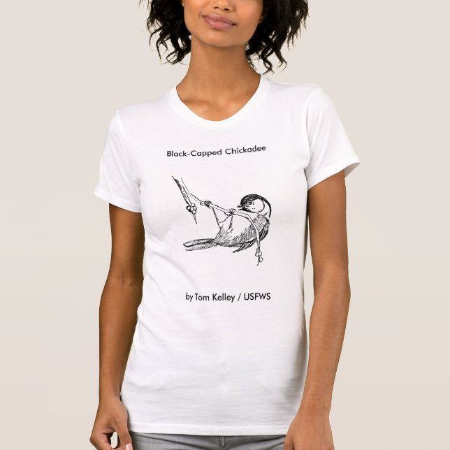 Vogel/Schwarz-Bedeckte Chickadee, Schwarz-Mit T-Shirt (Vorderseite)
