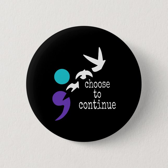 Vögel Semicolon Geschenk Suizidprävention Bewussts Button (Vorderseite)