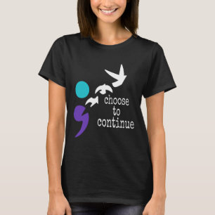 Vögel Semicolon Geschenk Suizidprävention Bewussts T-Shirt