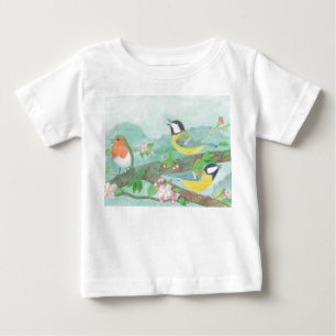 Vögel singen auf einem blühenden Baumzweig Baby T-shirt