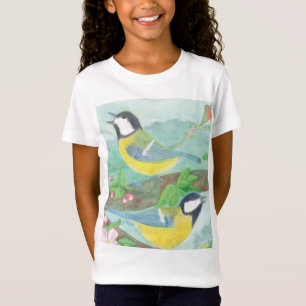 Vögel singen auf einem blühenden Baumzweig T-Shirt
