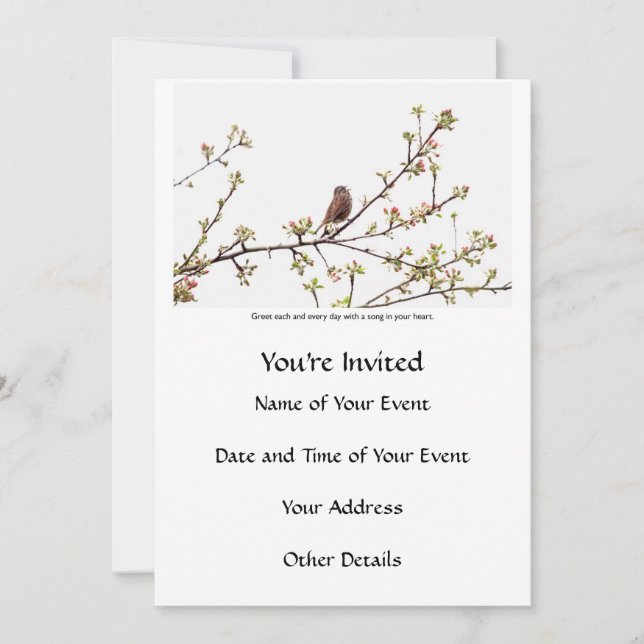 Vögel singen ein glückliches Lied Einladung (Vorderseite)