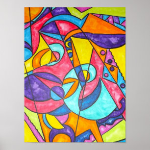 Vogel Squawking im Baum-Modern Bauhaus Poster