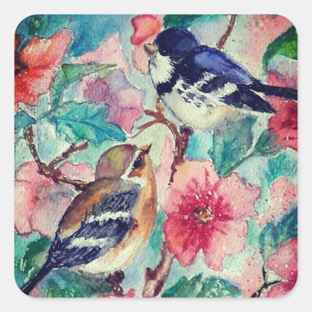 Vogel Sticker Spring - Aquarell (Vorderseite)