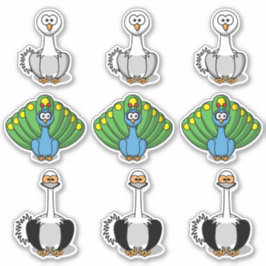 Vogel Swan, Peacock, StraußenCartoon Aufkleber