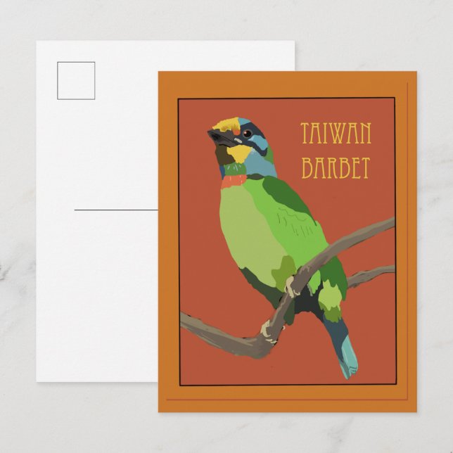 Vögel -- Taiwan-Bartvogel Postkarte (Vorne/Hinten)