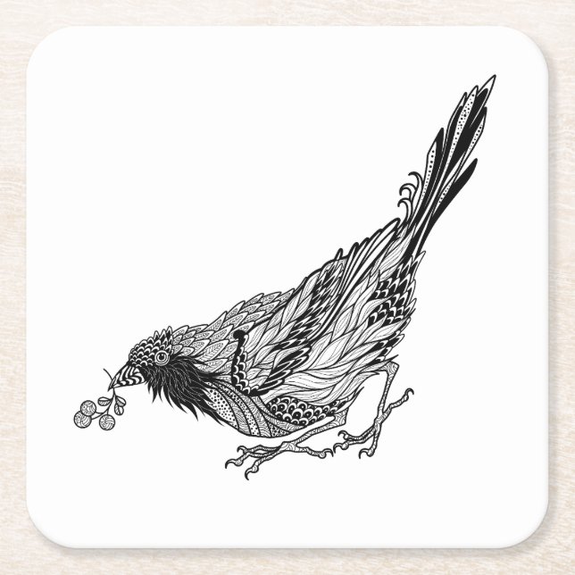 Vogel-Tätowierung Rechteckiger Pappuntersetzer (Vorderseite)